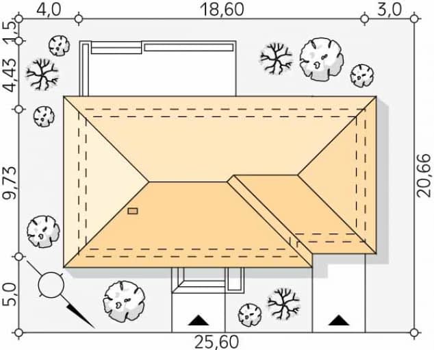 Rzut projektu Gwiazdka 4 (CE) - Usytuowanie na działce