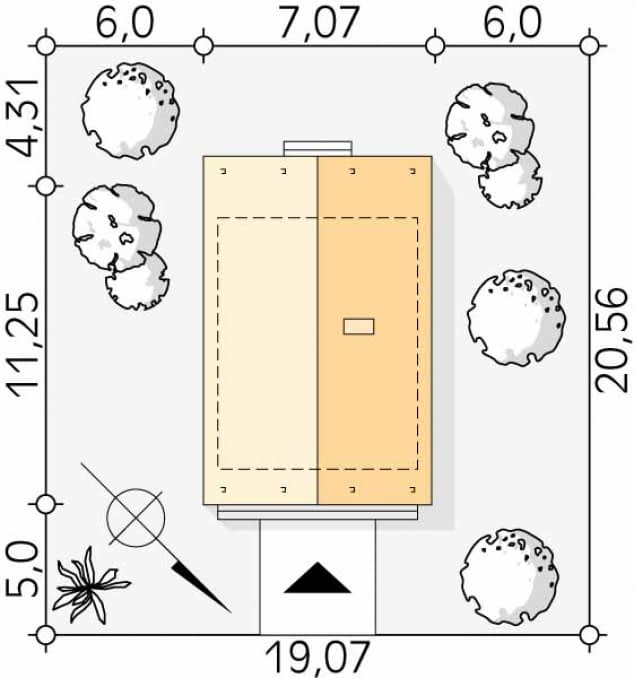Rzut projektu Mikrus 2 dr-S (DR-S) - Usytuowanie na działce