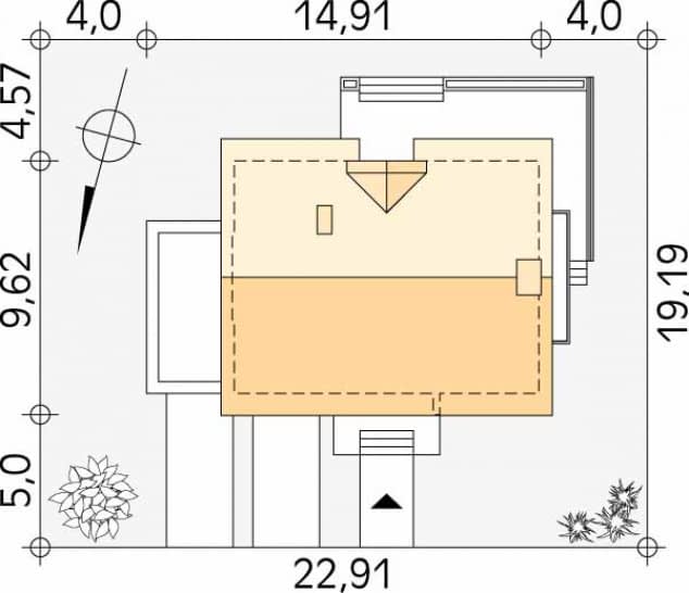 Rzut projektu Kawka 4 (CE) - Usytuowanie na działce
