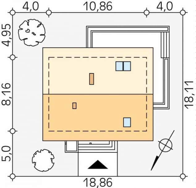 Rzut projektu Anka (CE) - Usytuowanie na działce