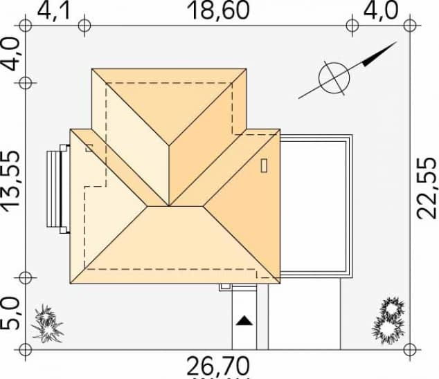 Rzut projektu Arkan (CE) - Usytuowanie na działce