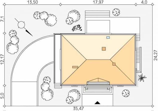 Rzut projektu Amadeusz 2 (CE) - Usytuowanie na działce