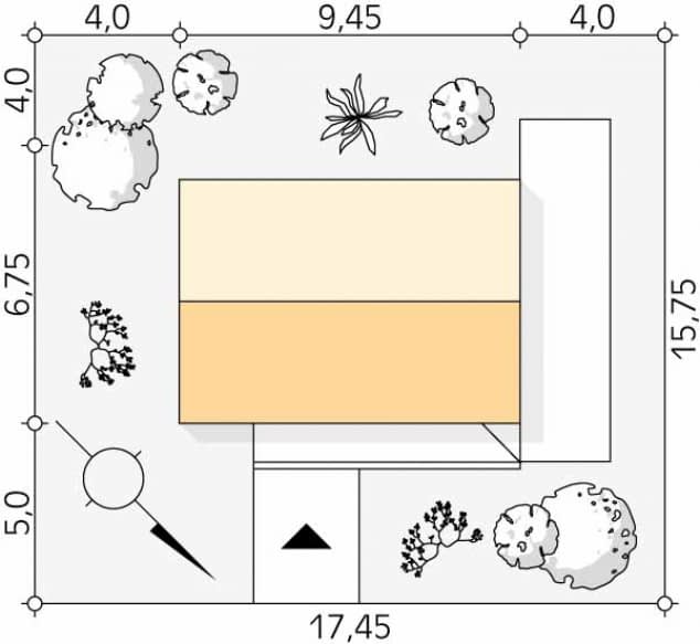 Rzut projektu Pestka (CE) - Usytuowanie na działce