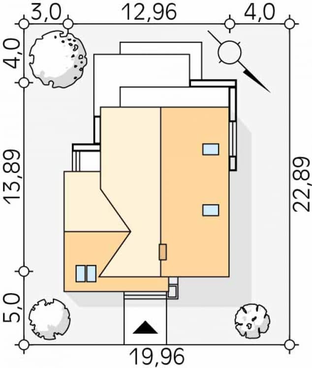 Rzut projektu Sopran 6 (KO) - Usytuowanie na działce