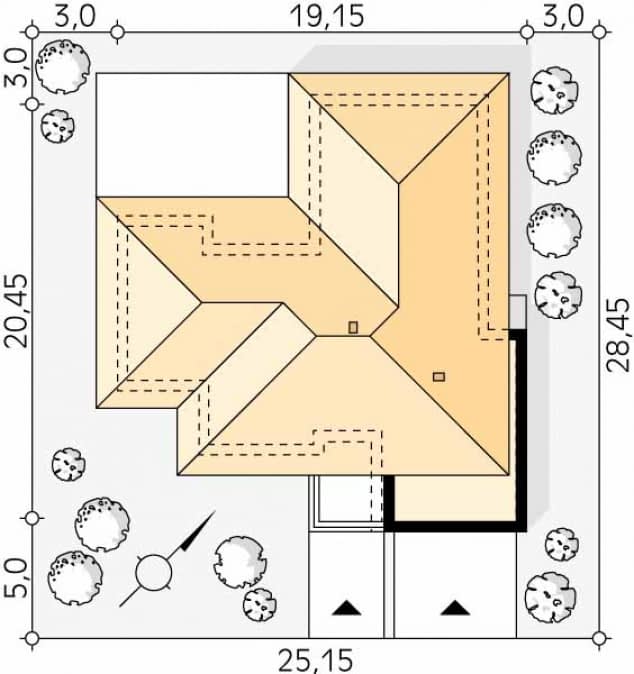 Rzut projektu Cytrus 6 (KO) - Usytuowanie na działce