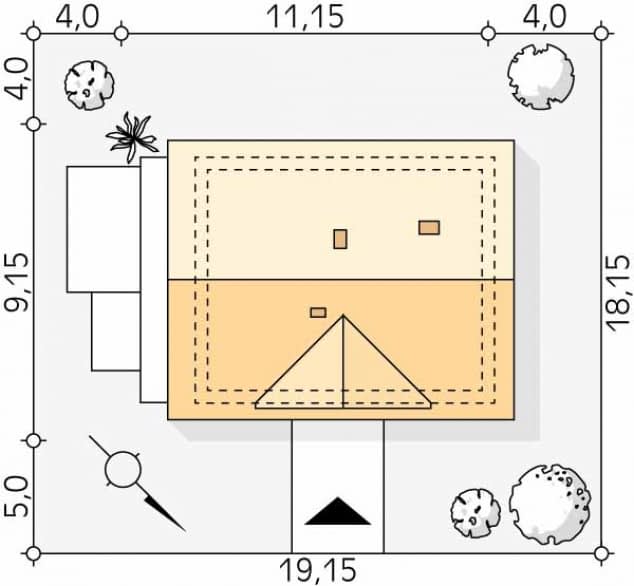 Rzut projektu Wanilia (CE) - Usytuowanie na działce