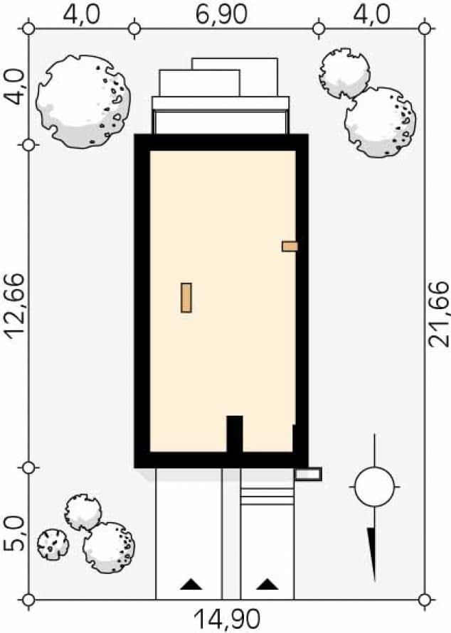 Rzut projektu Wiąz W (CE) - Usytuowanie na działce