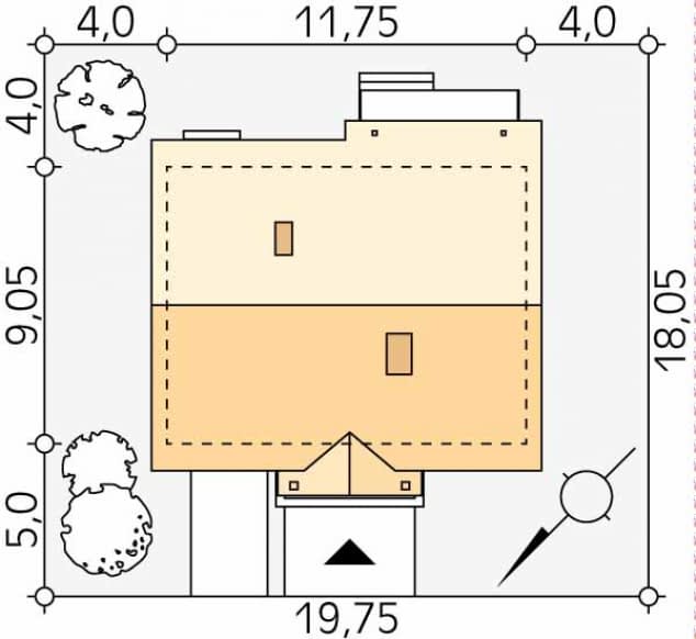 Rzut projektu Agatka 2 (CE) - Usytuowanie na działce