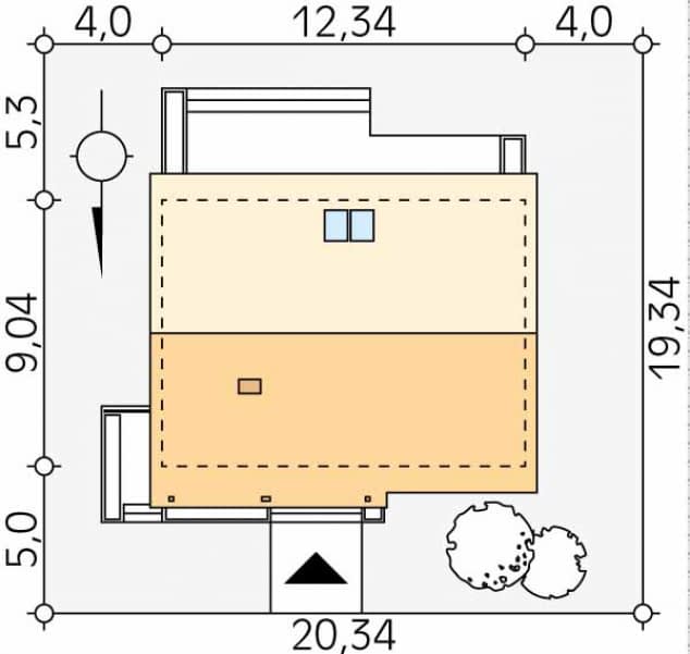Rzut projektu Jesion (KO) - Usytuowanie na działce
