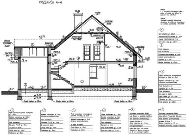 Rzut projektu CASA GRANDE - Przekrój A-A