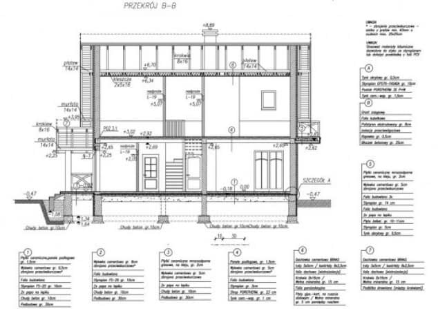 Rzut projektu CASA GRANDE - Przekrój B-B