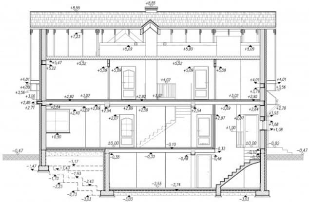 Rzut projektu LIZBONA - Przekrój B-B