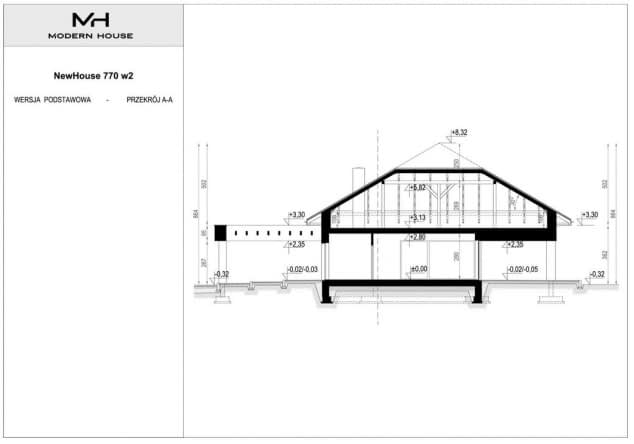 Rzut projektu NewHouse 770 w2 - Przekrój