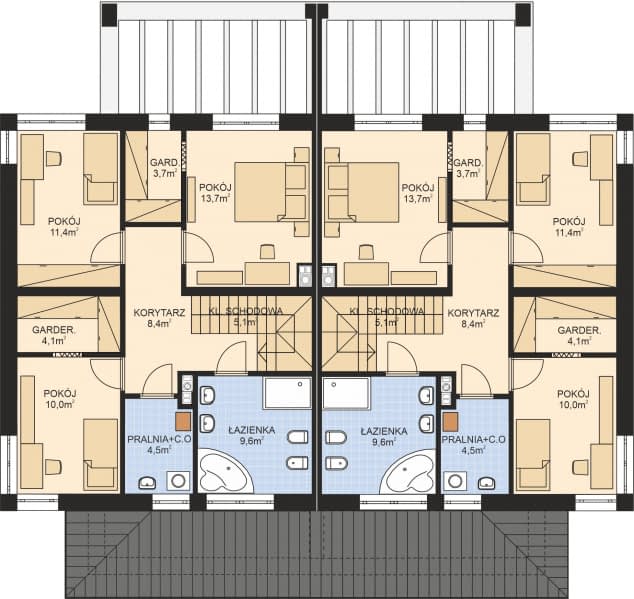 Rzut projektu APS 307 wariant 3 - Piętro