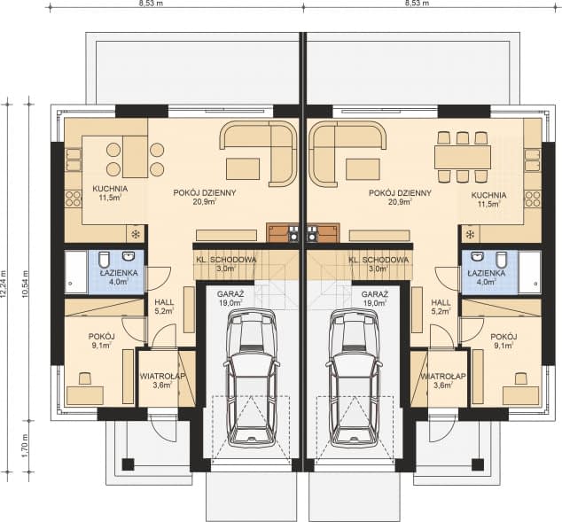 Rzut projektu APS 307 wariant 2 - Parter