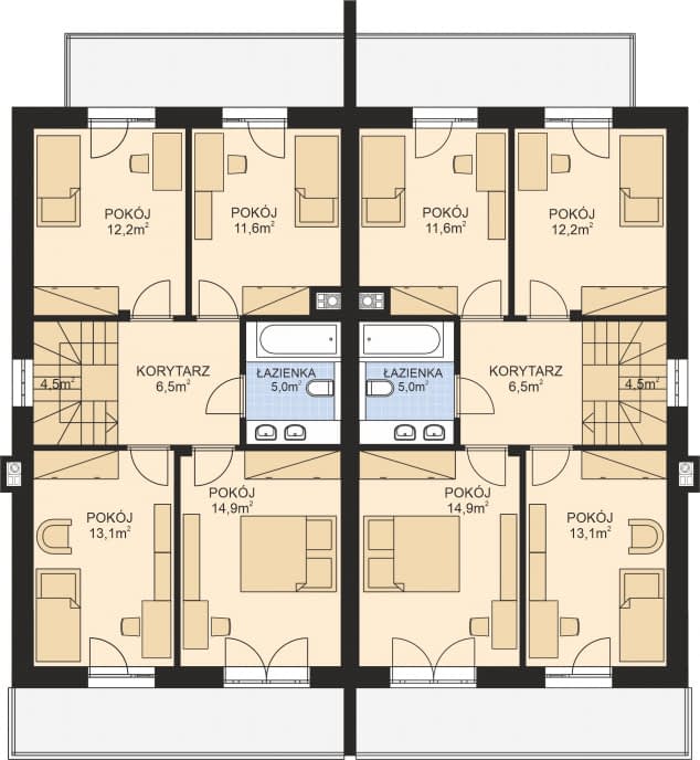 Rzut projektu APS 348 wariant 2 DWU - Piętro