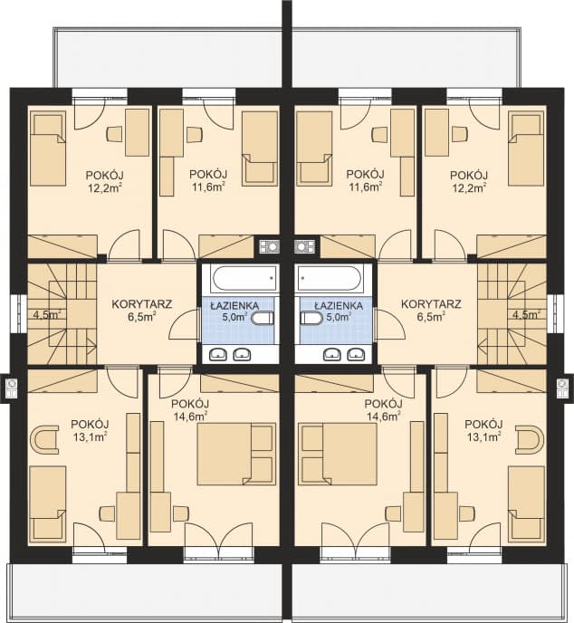 Rzut projektu APS 348 DWULOKALOWY - Piętro