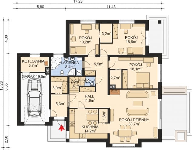 Rzut projektu APS 180 NEW - Parter