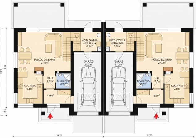 Rzut projektu APS 254 wariant 3 - Parter