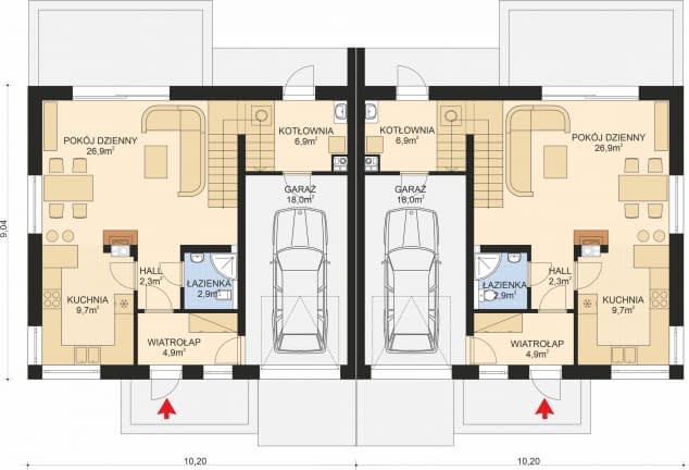 Rzut projektu APS 254 wariant 2 - Parter