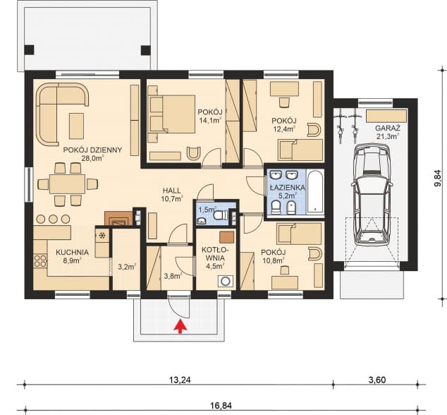 Rzut projektu APS 239 + G - Parter