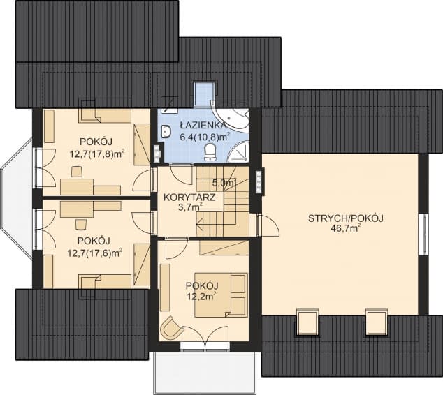 Rzut projektu APS 161 NEW + 2G - Poddasze
