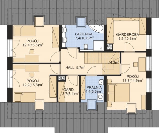 Rzut projektu APS 345 - Poddasze