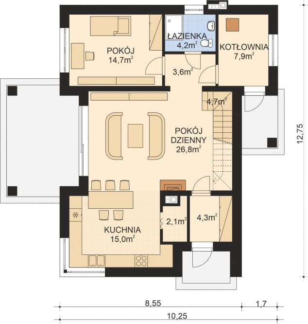 Rzut projektu APS 318 - Parter
