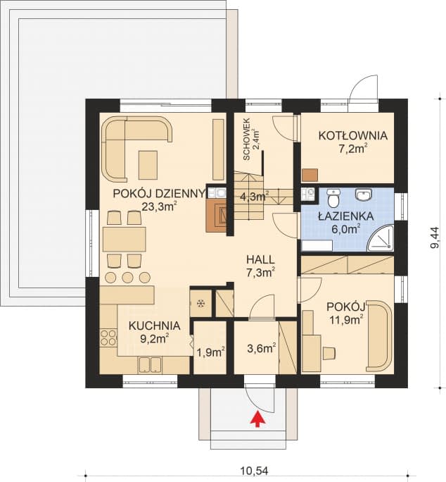 Rzut projektu APS 341 - Parter