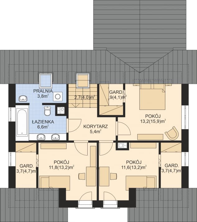 Rzut projektu APS 342 - Poddasze