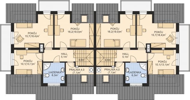 Rzut projektu APS 204 DWULOKALOWY - Poddasze