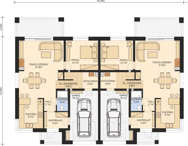 Rzut projektu APS 330 DWU ECO - Parter