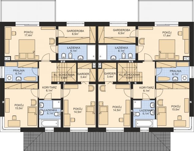 Rzut projektu APS 330 wariant 2 DWU - Poddasze