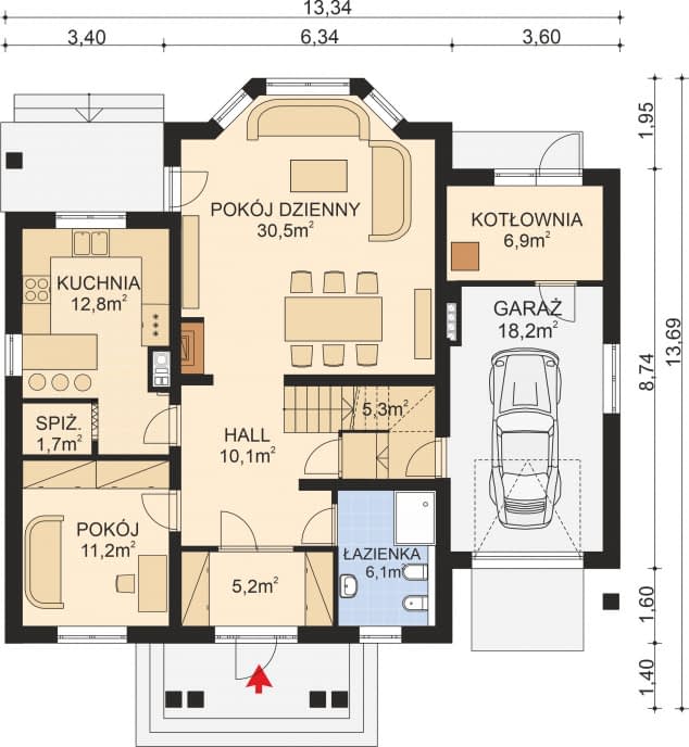 Rzut projektu APS 117 wariant 2 - Parter