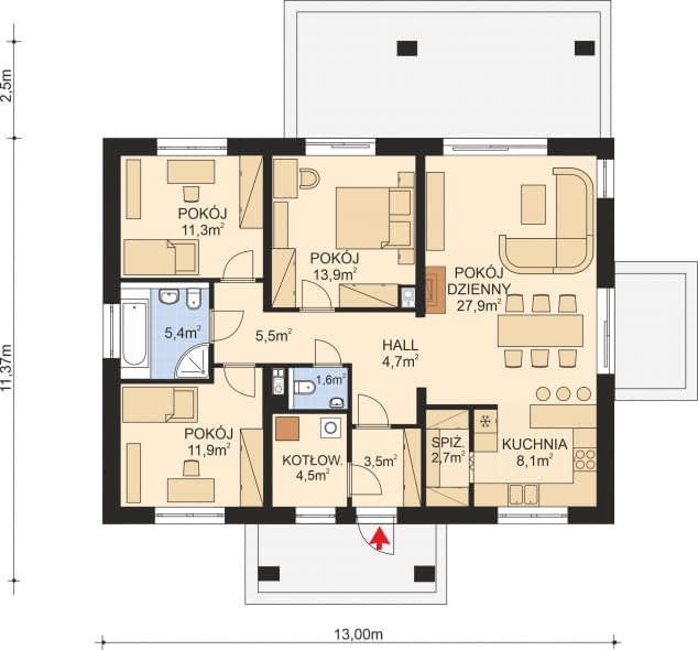 Rzut projektu APS 277 wariant 3 - Parter