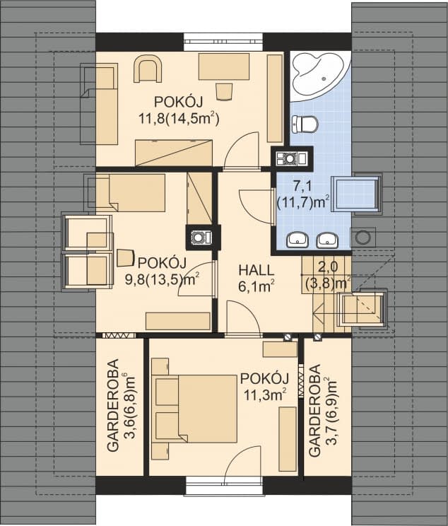 Rzut projektu APS 270 NEW wariant 2 - Poddasze