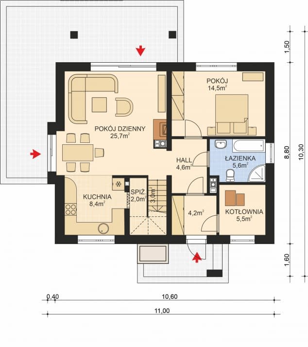 Rzut projektu APS 270 NEW - Parter
