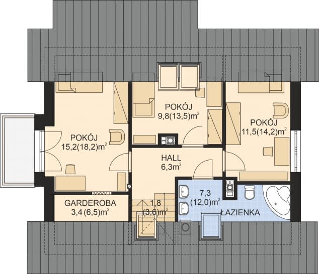 Rzut projektu APS 270 NEW - Poddasze