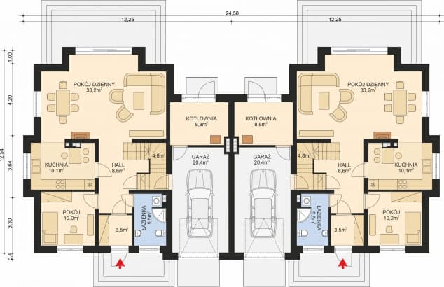 Rzut projektu APS 192 DWULOKALOWY - Parter