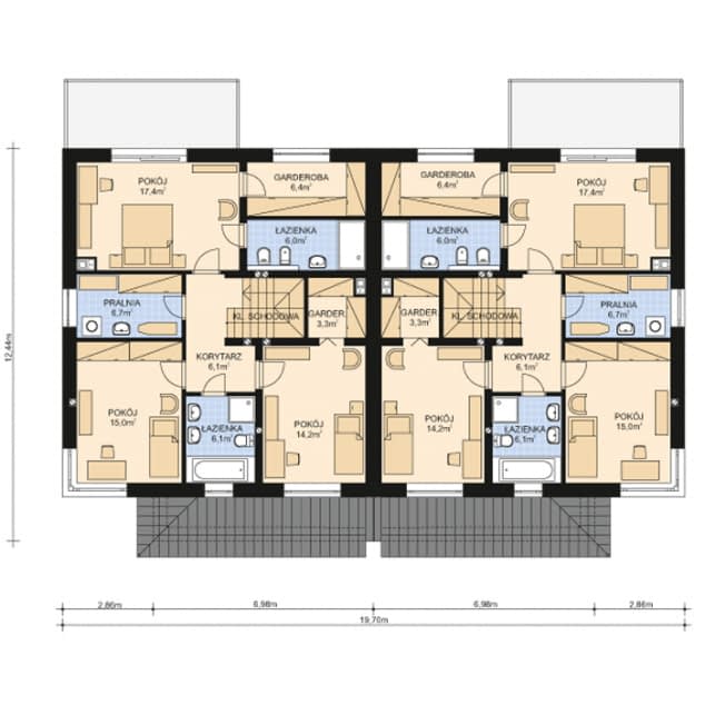 Rzut projektu APS 330 wariant 2 bliźniaczy ECO -