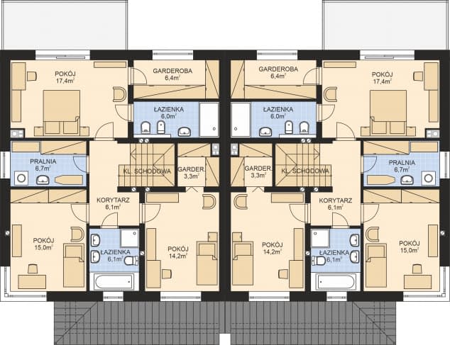 Rzut projektu APS 330 bliźniaczy - Poddasze