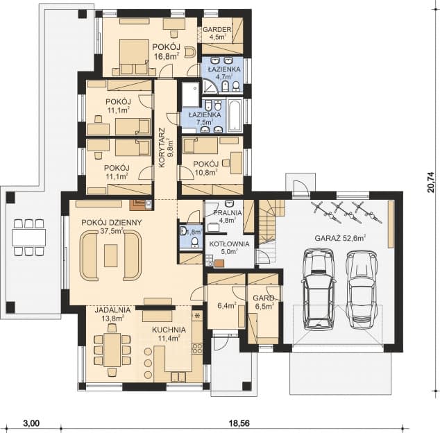 Rzut projektu APS 328 ECO - Parter