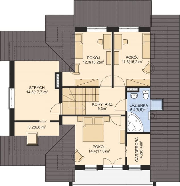 Rzut projektu APS 184 - Poddasze