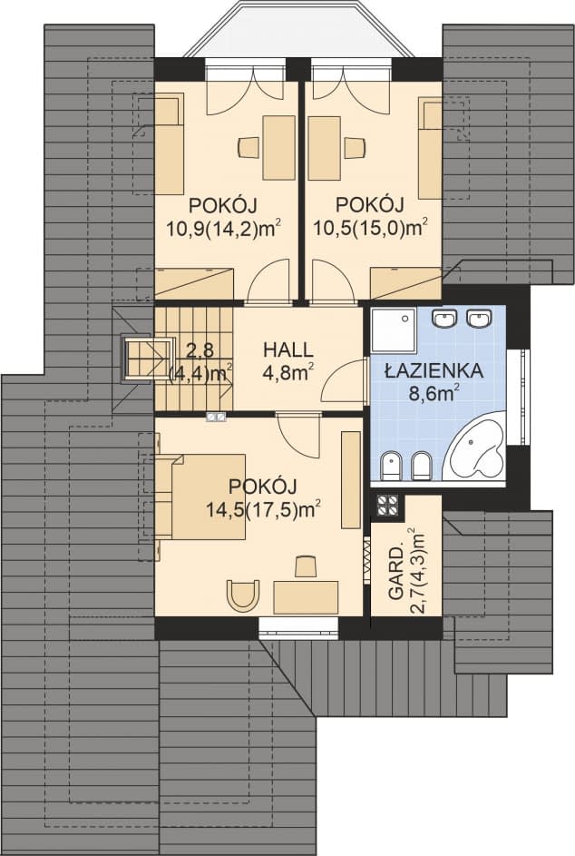 Rzut projektu APS 053 - Poddasze