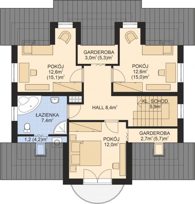 Rzut projektu APS 206 - Poddasze