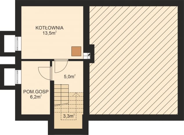Rzut projektu APS 205 - Piwnica