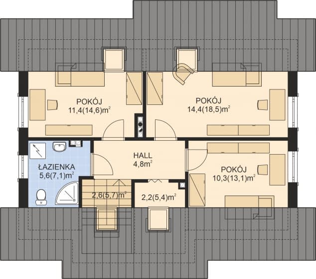 Rzut projektu APS 205 - Poddasze