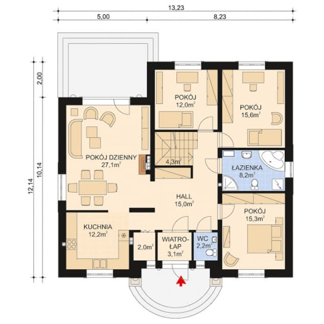 Rzut projektu APS 200 - Parter