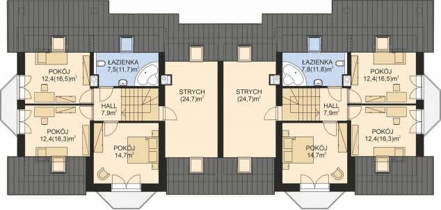 Rzut projektu APS 194 DWULOKALOWY - Poddasze