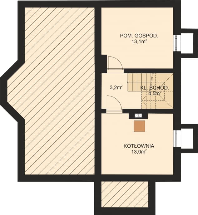 Rzut projektu APS 208 - Piwnica